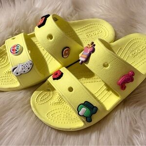 CROCS Yellow Sandals with Playful Charms